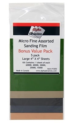 Alpha Abrasives 0202 - Micro Fine Assorted Sanding Film - Sheets - 4 x 4" 10.2 x 10.2cm