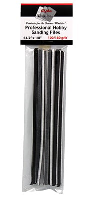 Alpha Abrasives 0305 Hobby Sanding Files 6 1/2 x 1/8 Inches Coarse 100 180 Grit