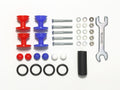 LOW FRICTION PLASTIC DOUBLE ROLLERS w/RUBBER RINGS (RED & BLUE/13-12mm) (15525)