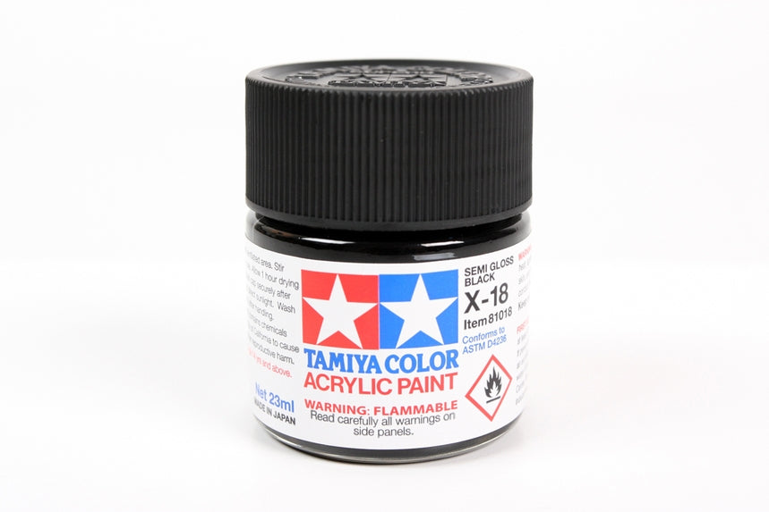 Tamiya Color Acrylic Paint Mini X-18 Semi Gloss Black
