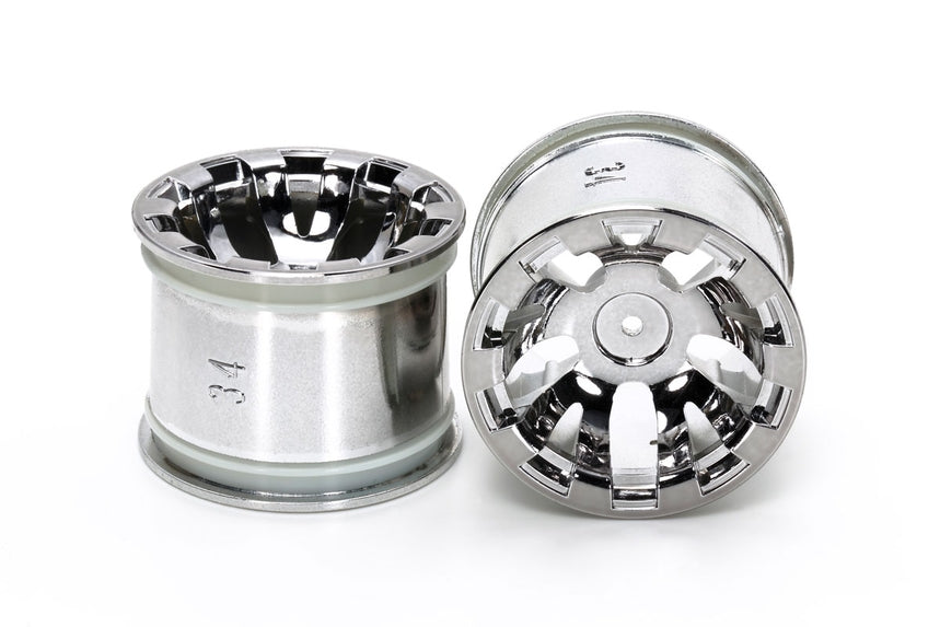Item# 54833 RC Rear Chrome Plated Wheels T301 For Wide Pin Spike Tires