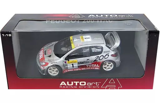 AUTOart 80157  1/18 PEUGEOT 206 WRC 2001 Rally Monte Carlo #1 Silver Red