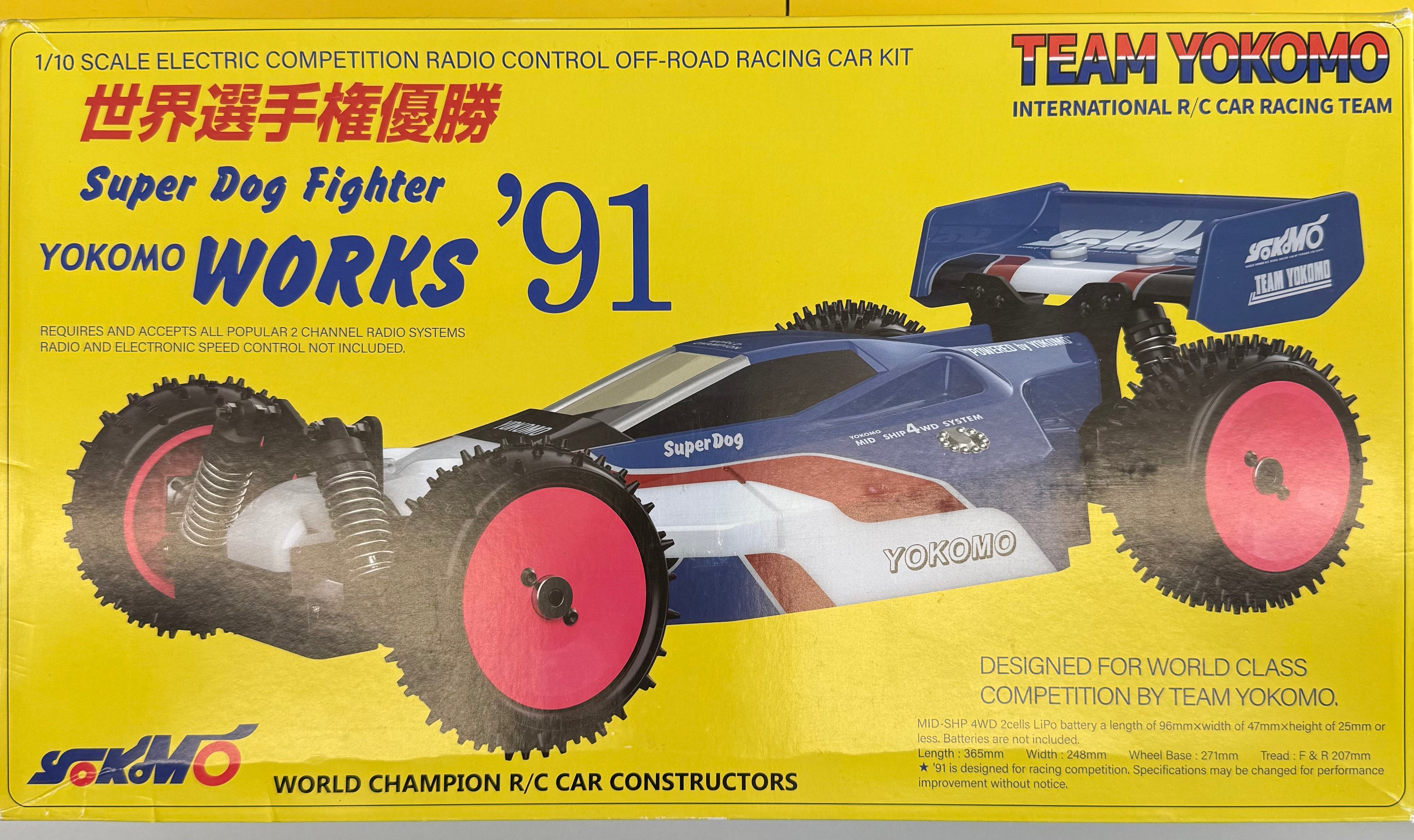Preowned Yokomo 1/10 Super Dog Fighter Works '91 4WD Offroad Buggy EP Car, custom painted. YZ-W91