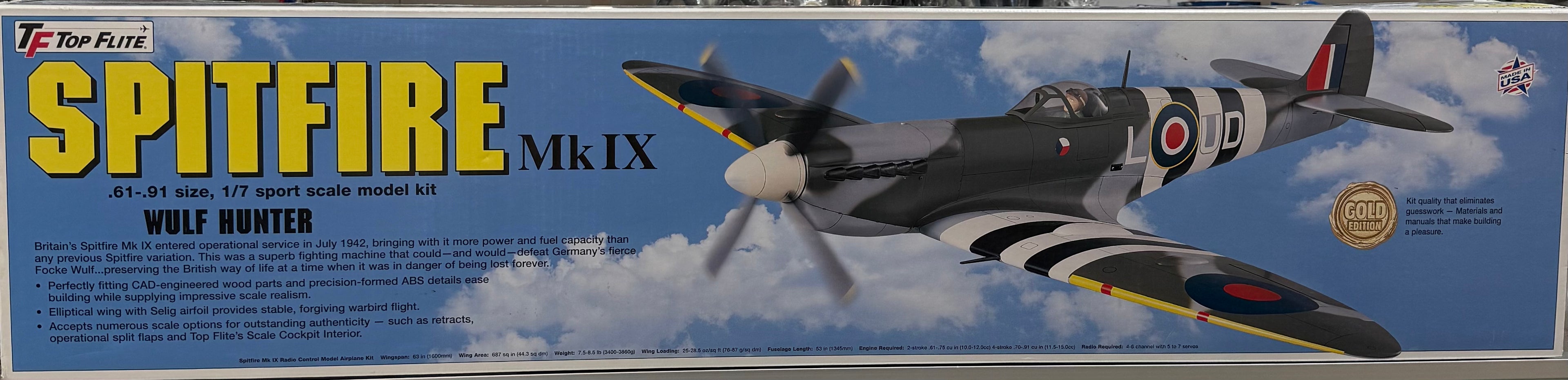Top Flite Spitfire MkIX Kit .61-.75 63"  TOPA0140